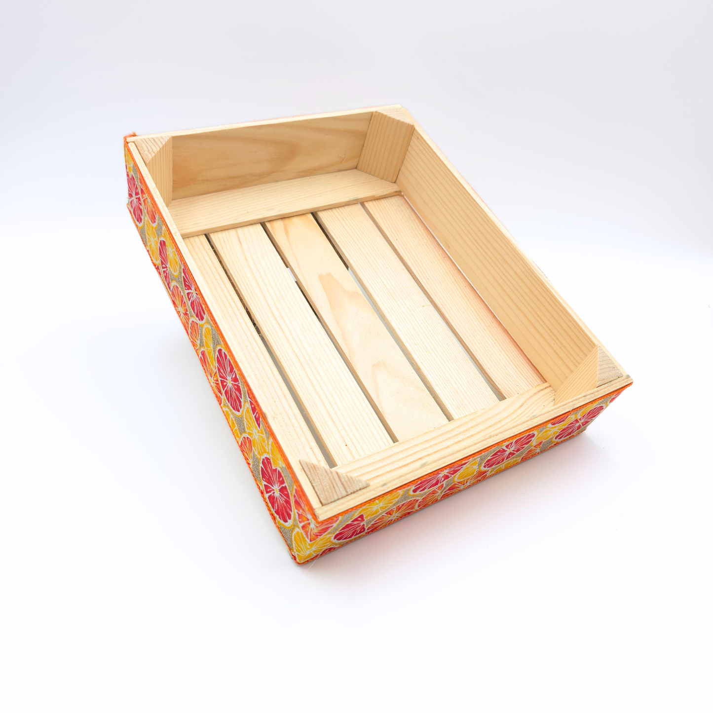 Empty Wooden Hamper Lush Oranges Decorated Gift Crate