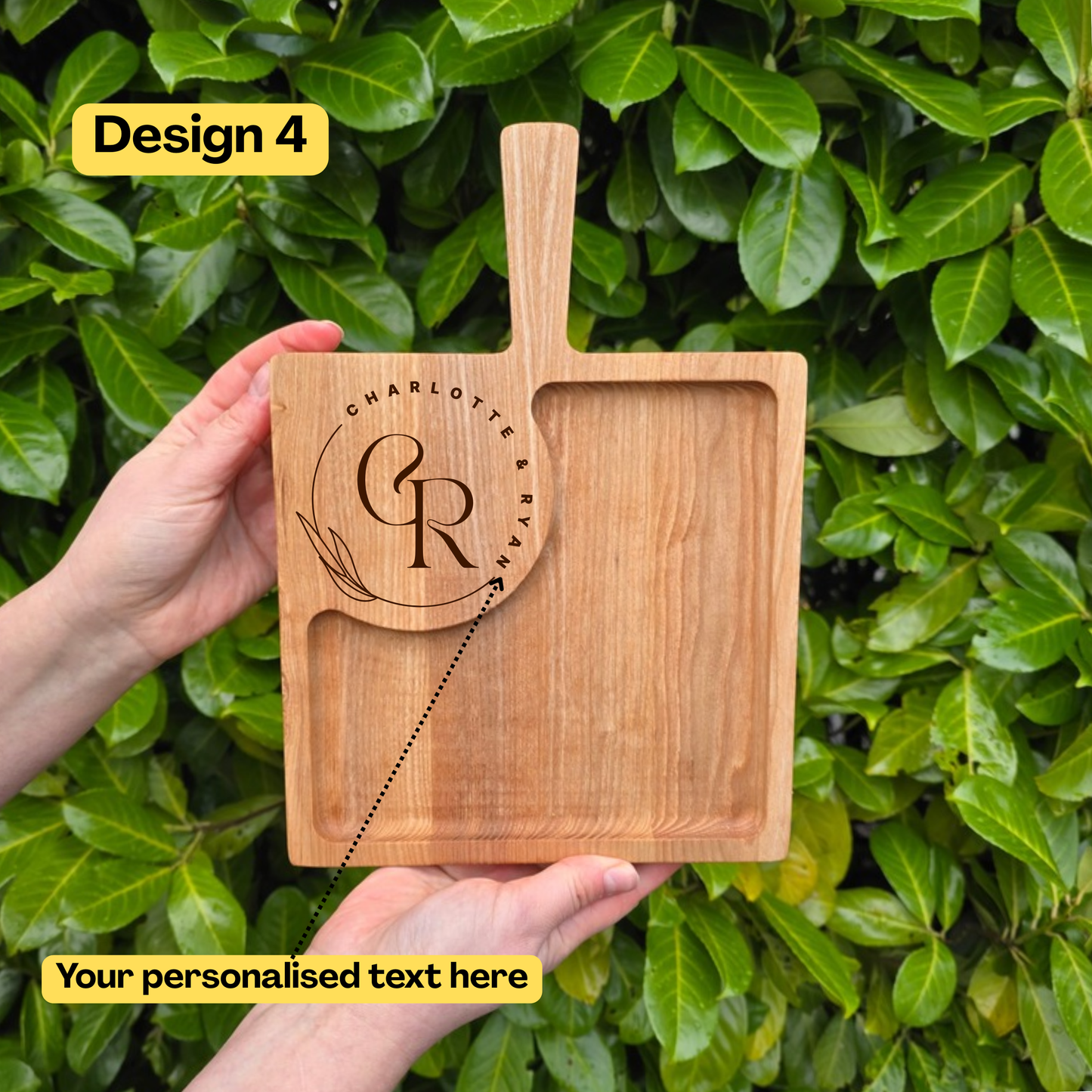 Laser Engraved Personalised Wooden Coffee and Cake Serving Board