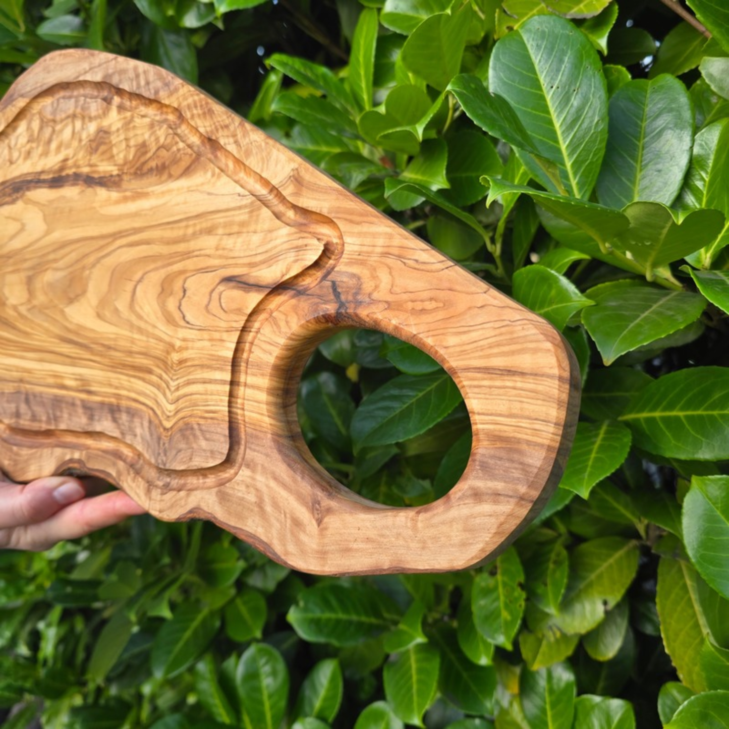 Personalised Large Olive Wood Chopping Board with Handle Gift for Couples
