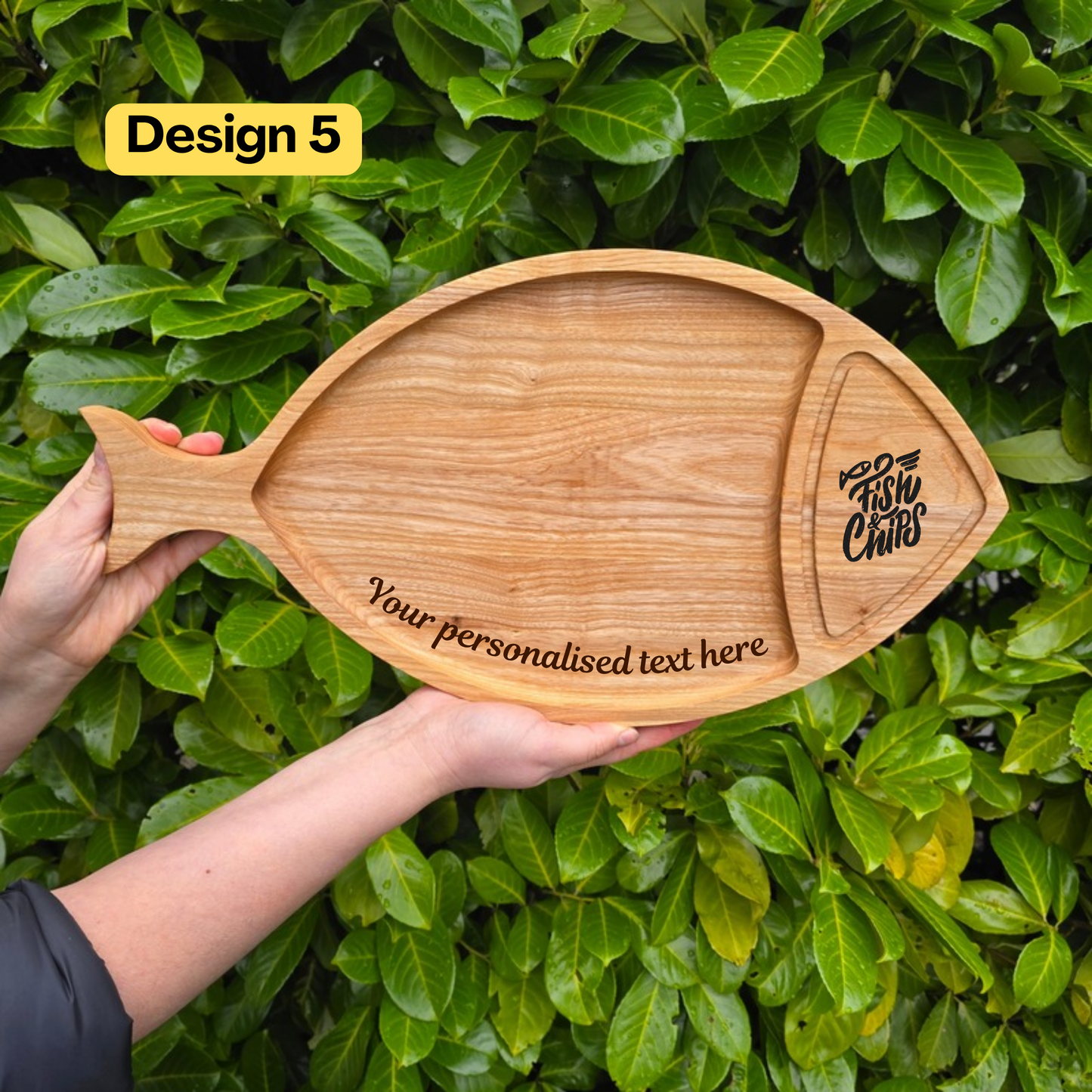 Personalised Fish-Shaped Platter Engraved Wooden Serving Board