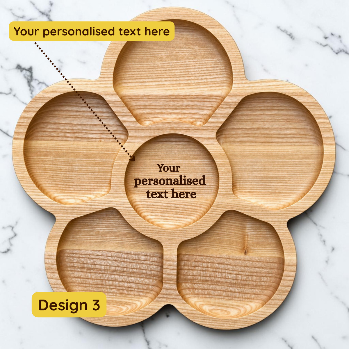 Personalised Flower-Shaped Divided Wooden Board