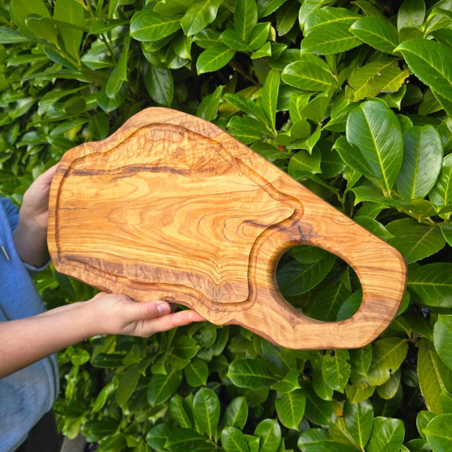 Personalised Large Olive Wood Chopping Board with Handle Gift for Couples