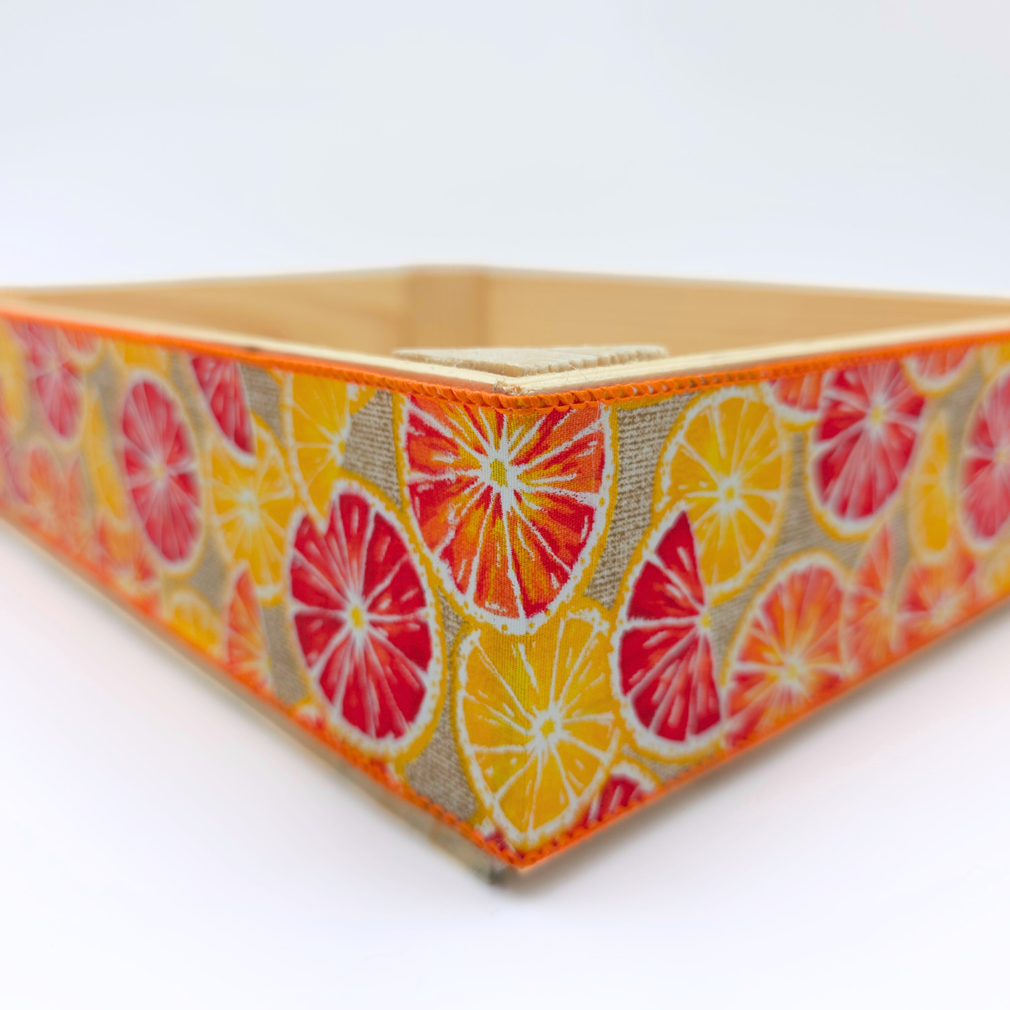 Empty Wooden Hamper Lush Oranges Decorated Gift Crate