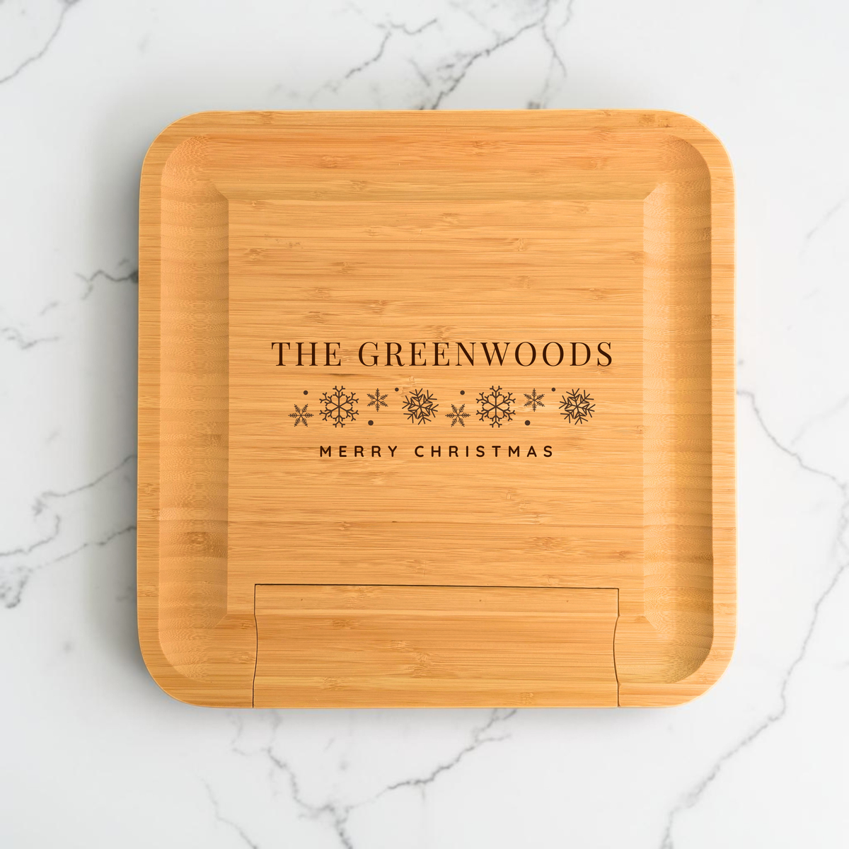 Personalised Large Square Cheeseboard Gift Set for Christmas