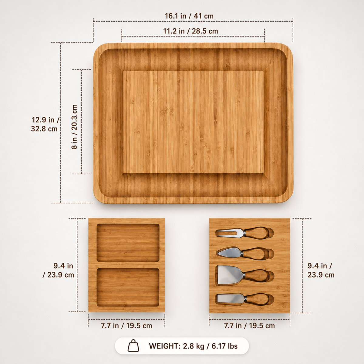 Extra-Large Personalised Cheeseboard Gift Set for Christmas
