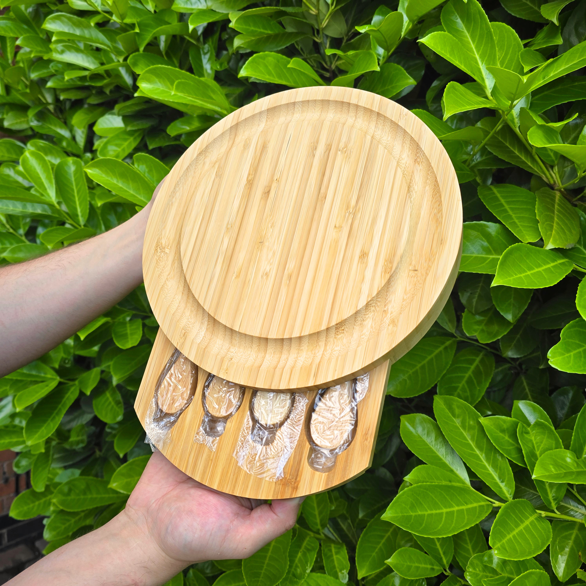 Personalised Bamboo Cheese Board Set: Engraved Gift for Couples