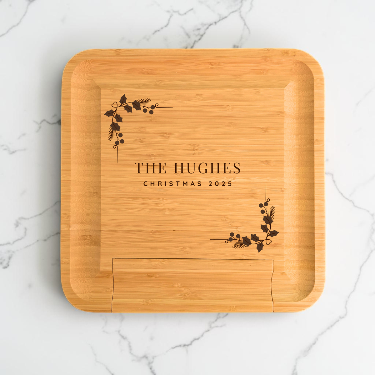 Personalised Large Square Cheeseboard Gift Set for Christmas