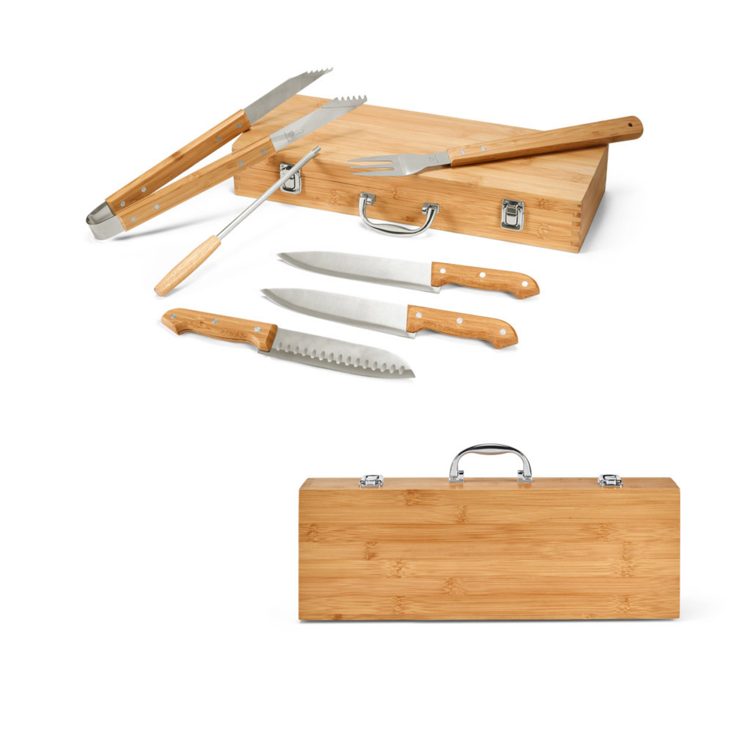 Personalised BBQ Tools Set in Bamboo Case: Grilling Gift Idea