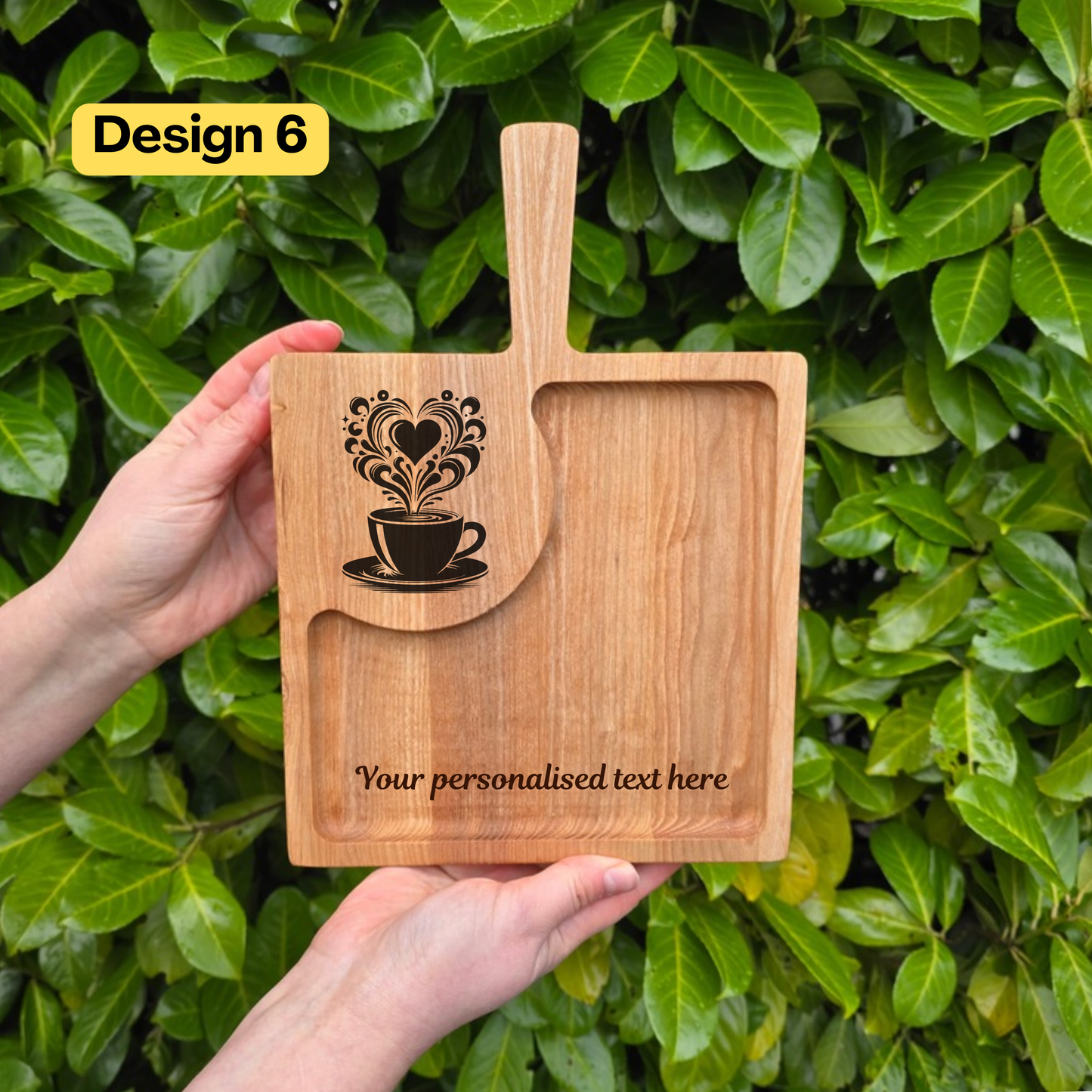 Personalised Wooden Tray Coffee and Cake Serving Board Gift for Teacher