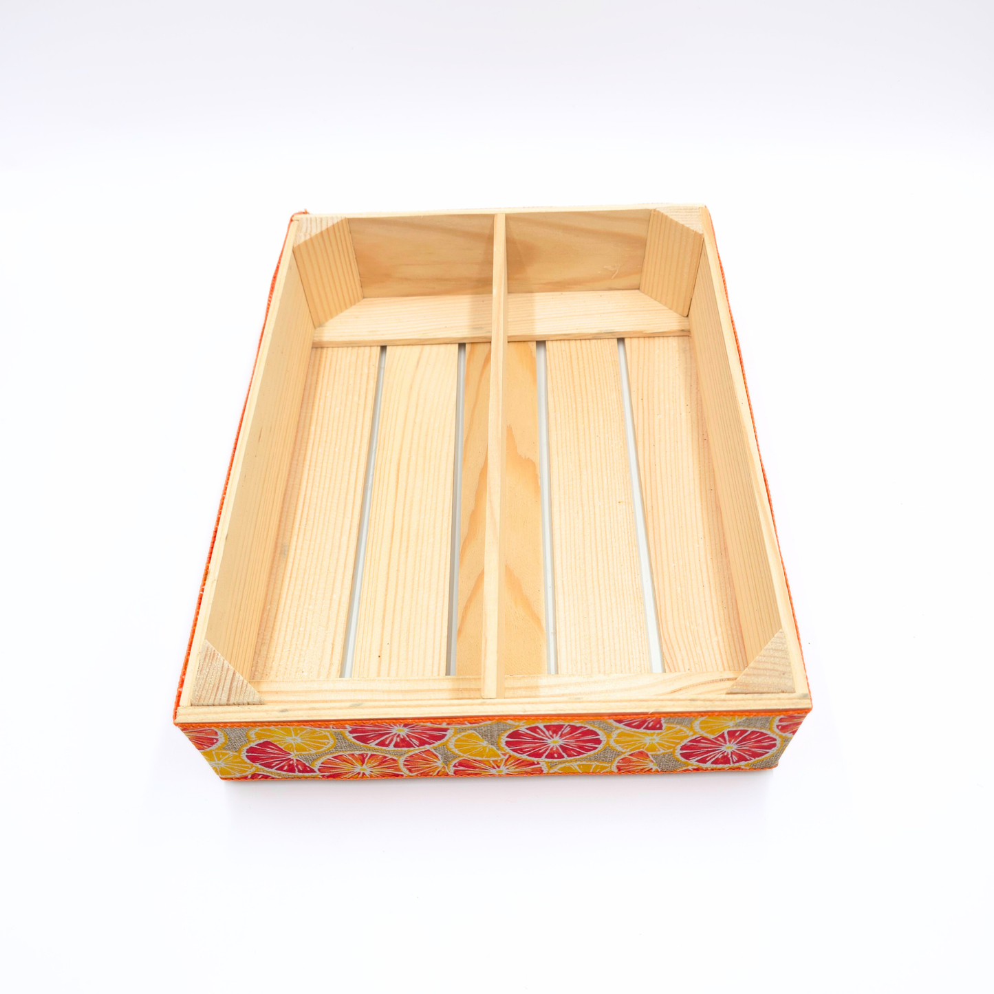 Empty Wooden Hamper Lush Oranges Decorated Gift Crate