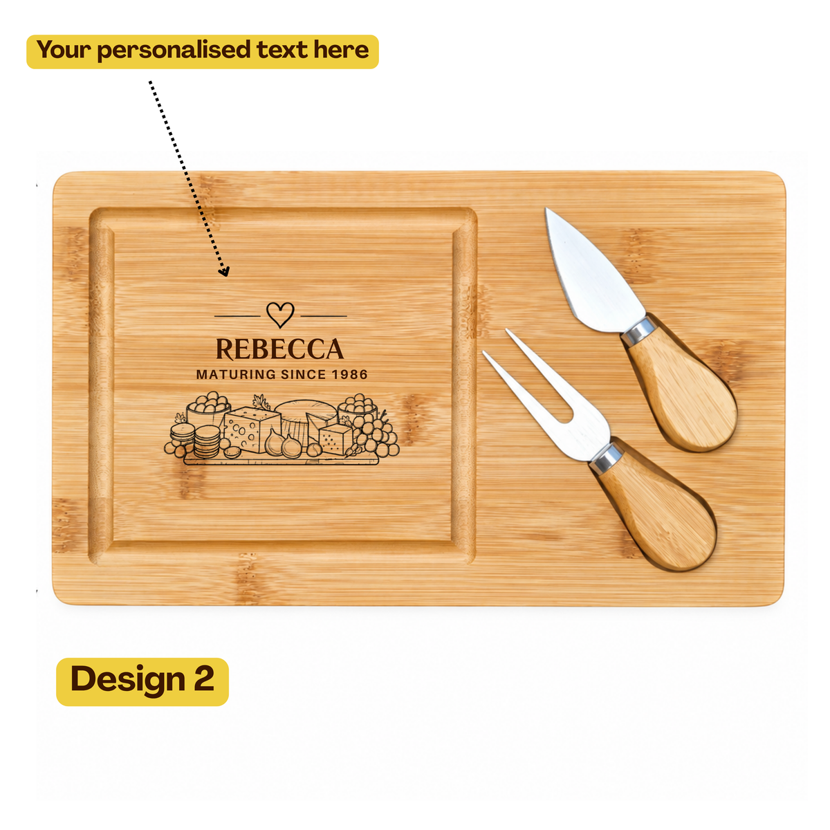 Personalised Bamboo Cheese Board : Wedding, Anniversary & Housewarming Gift