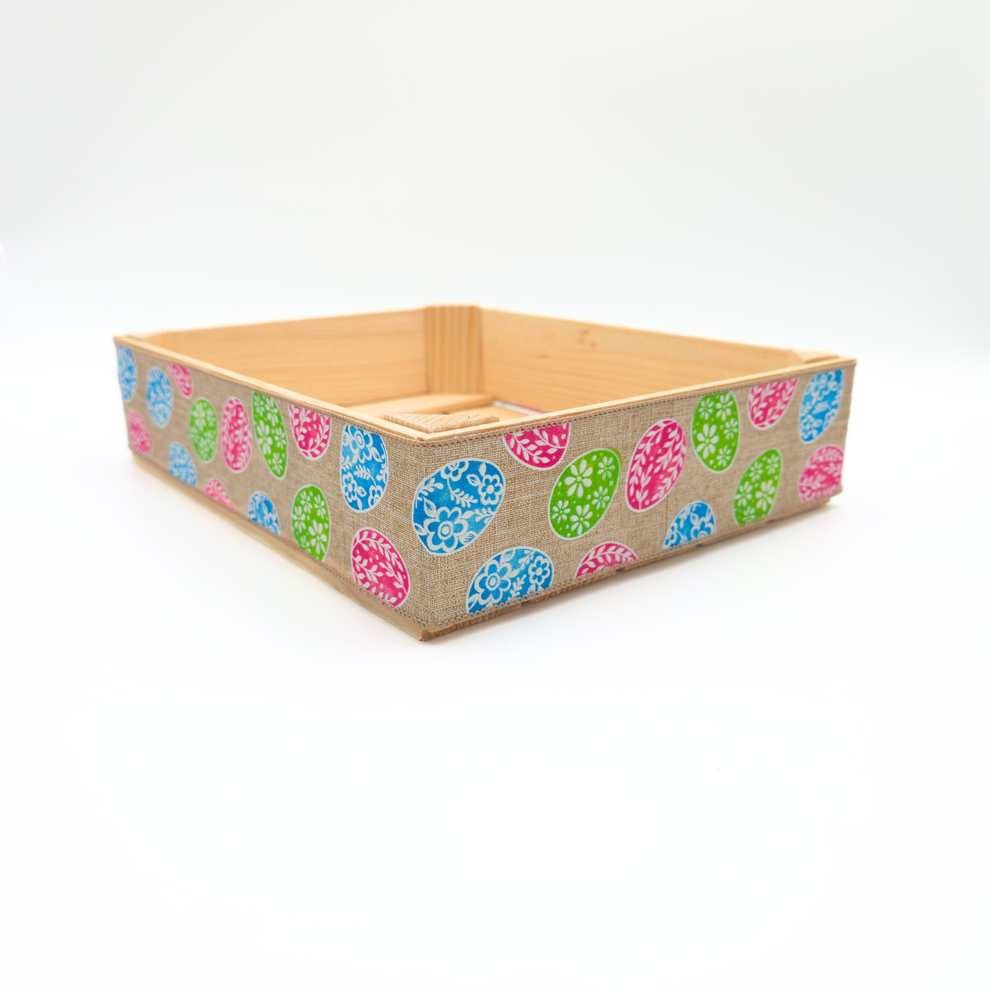 Empty Wooden Hamper Easter Egg Decorated Gift Crate