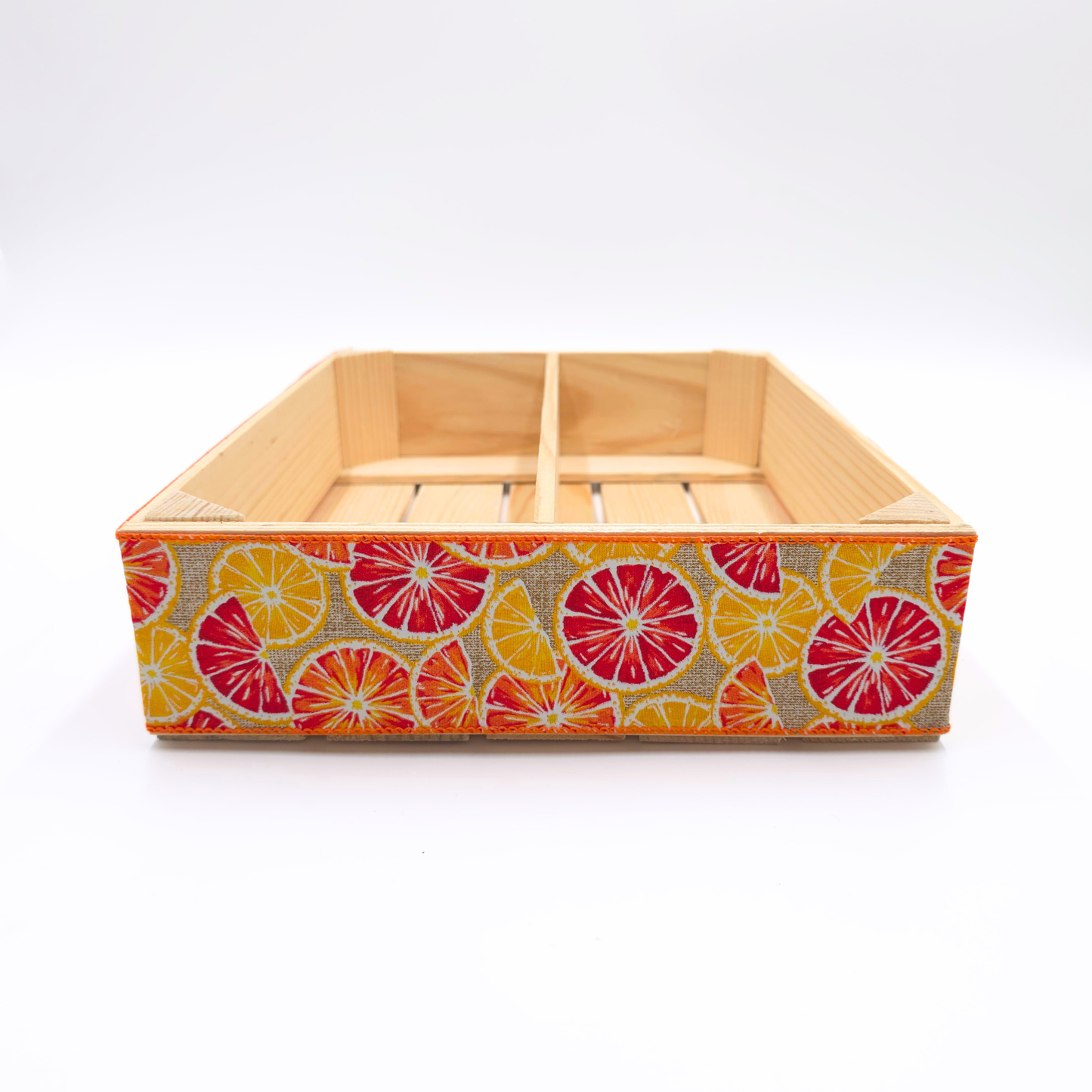 Empty Wooden Hamper Lush Oranges Decorated Gift Crate