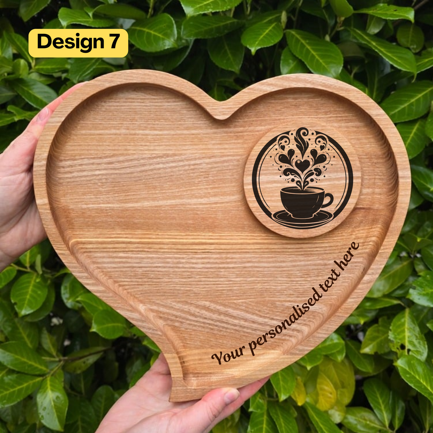 Large Personalised Heart Wooden Tea and Coffee Serving Platter