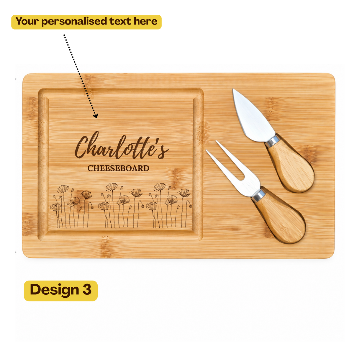 Personalised Bamboo Cheese Board : Wedding, Anniversary & Housewarming Gift