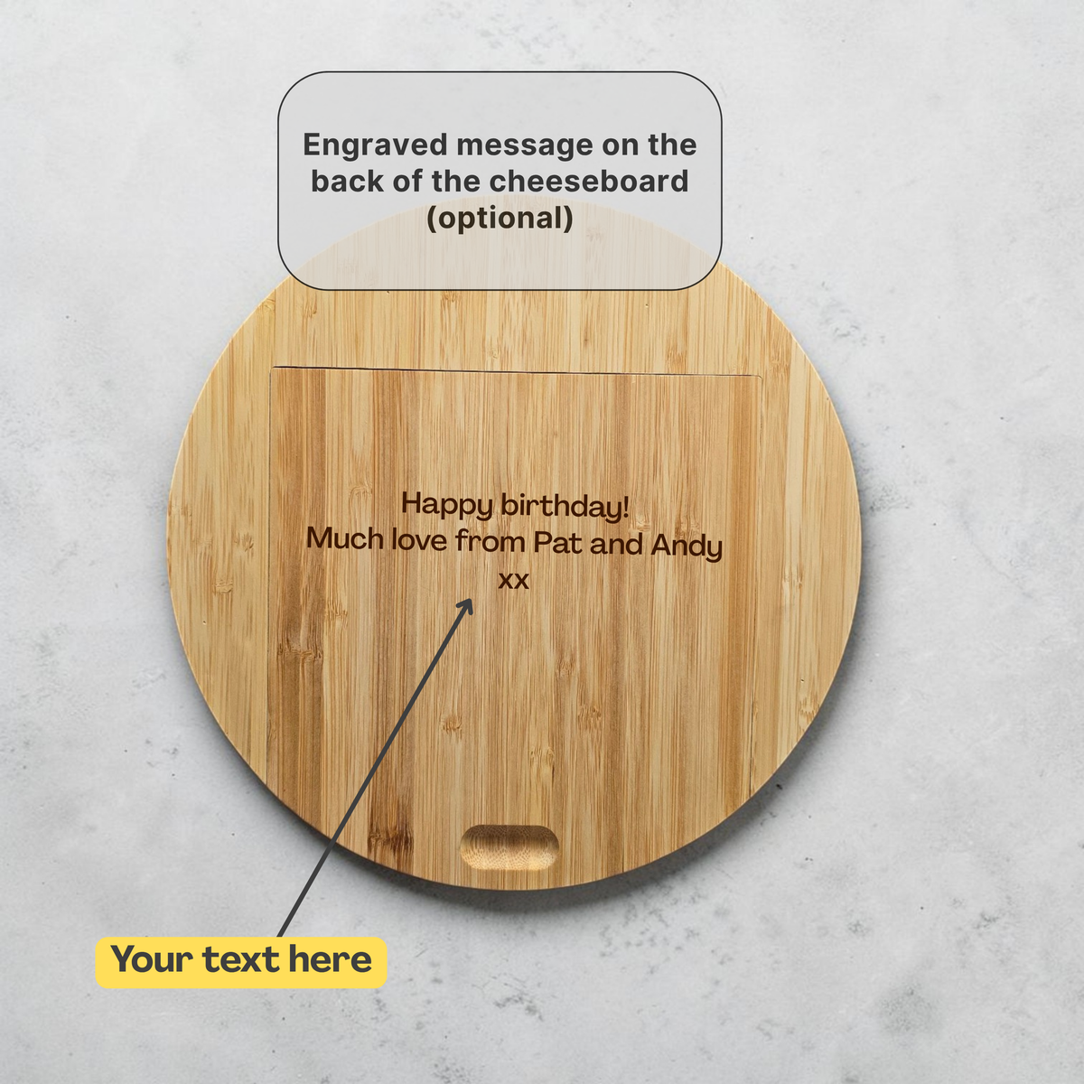 Personalised Bamboo Cheese Board Set: Engraved Gift for Couples