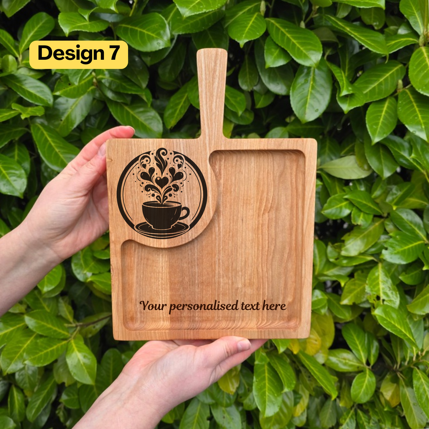 Personalised Wooden Tray Coffee and Cake Serving Board Gift for Teacher