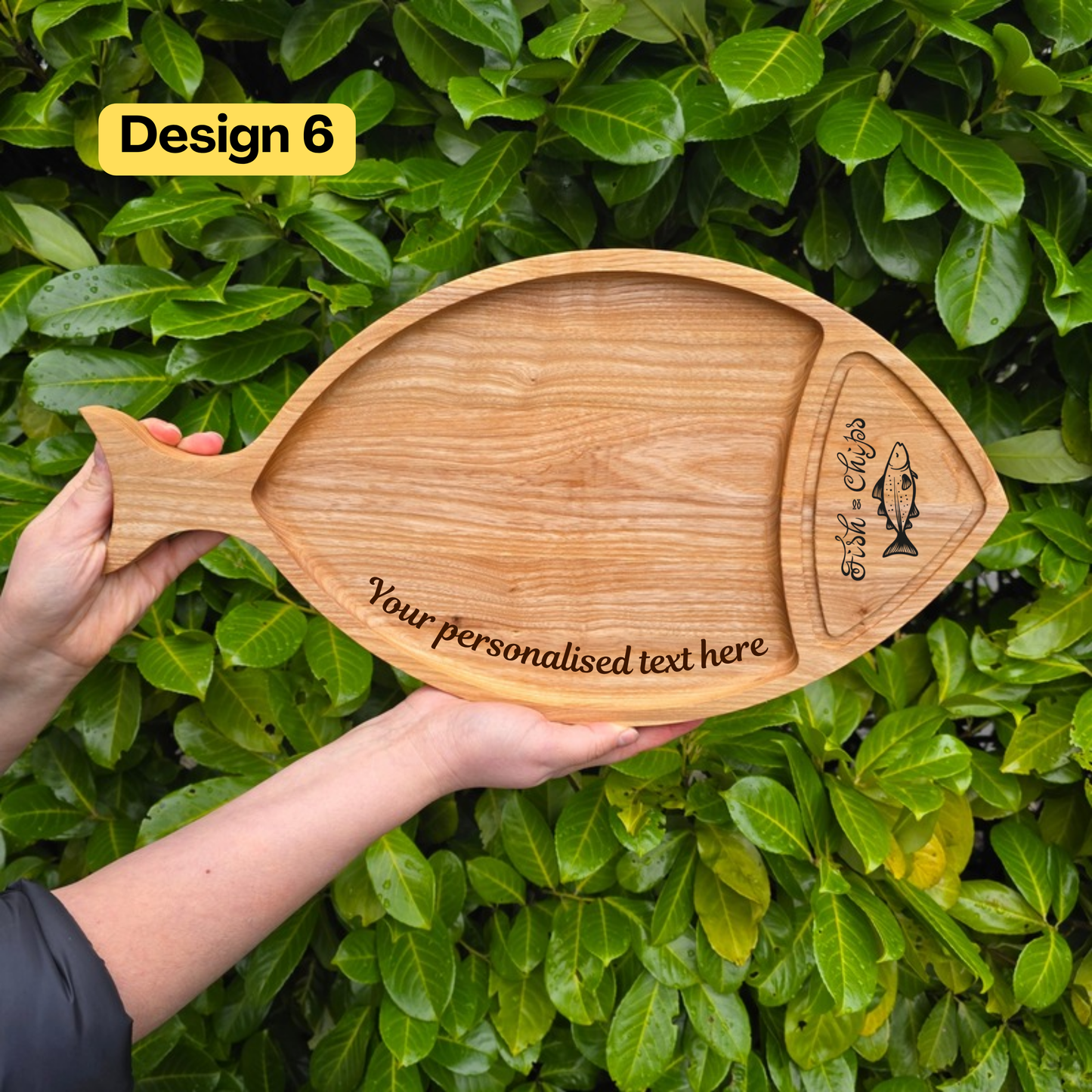 Personalised Fish-Shaped Platter Engraved Wooden Serving Board