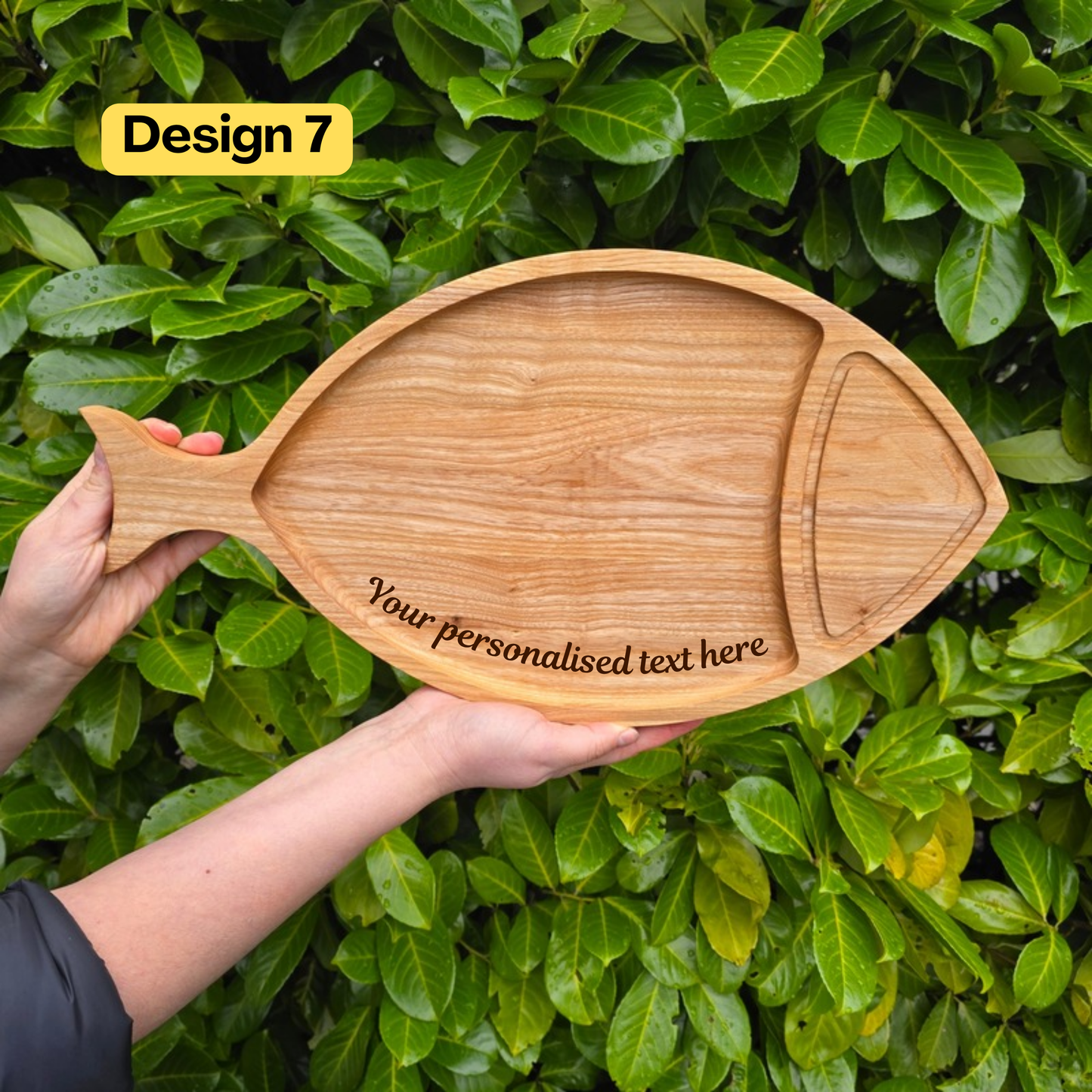 Personalised Fish-Shaped Platter Engraved Wooden Serving Board
