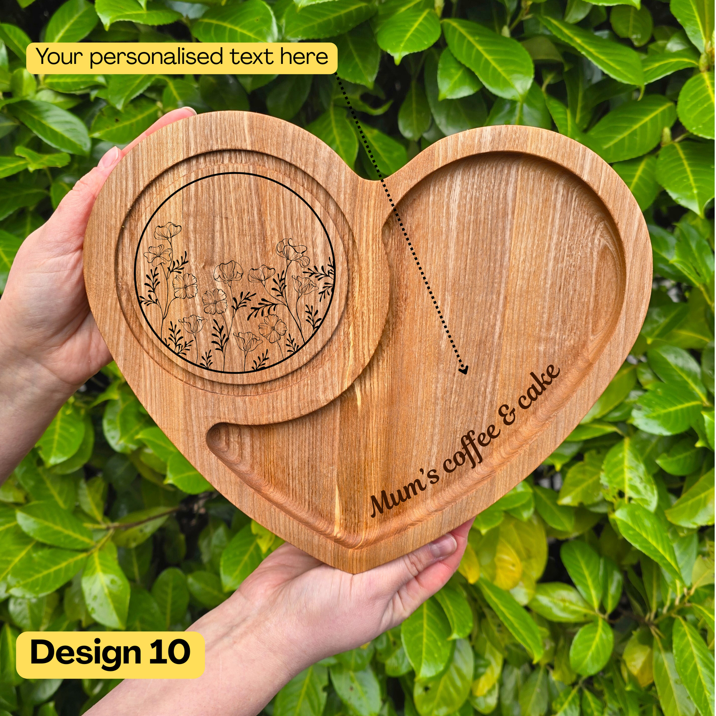 Personalised Heart Shaped Tea and Biscuits Tray