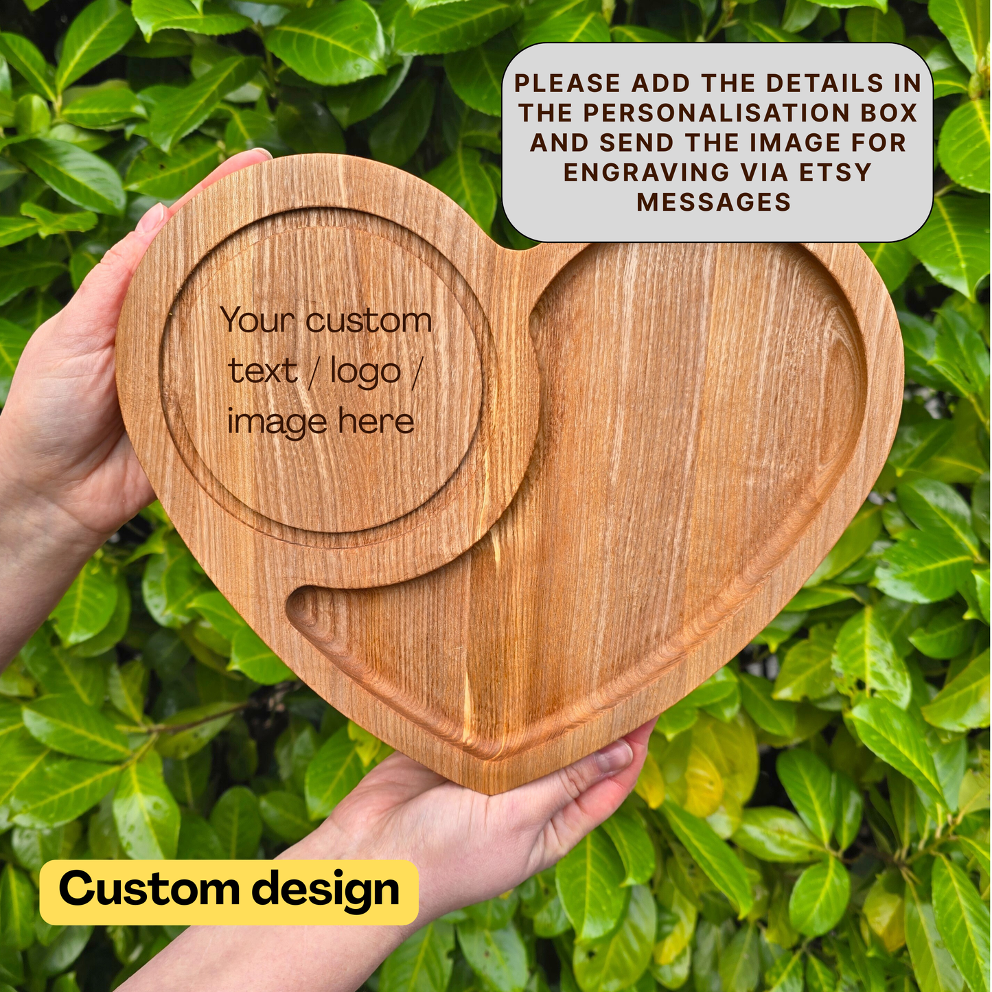 Personalised Heart Shaped Tea and Biscuits Tray