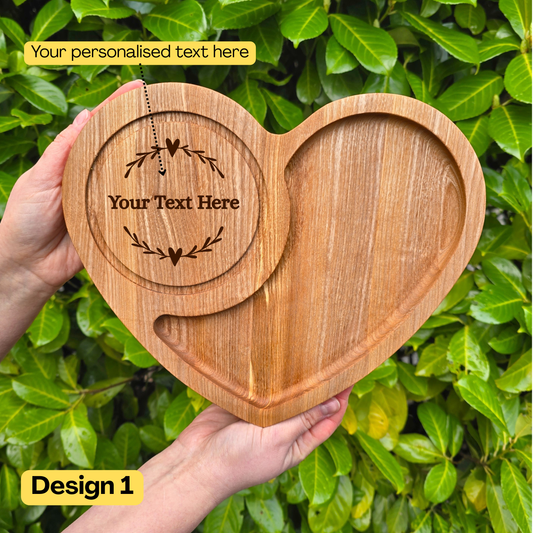 Personalised Heart Shaped Tea and Biscuits Tray