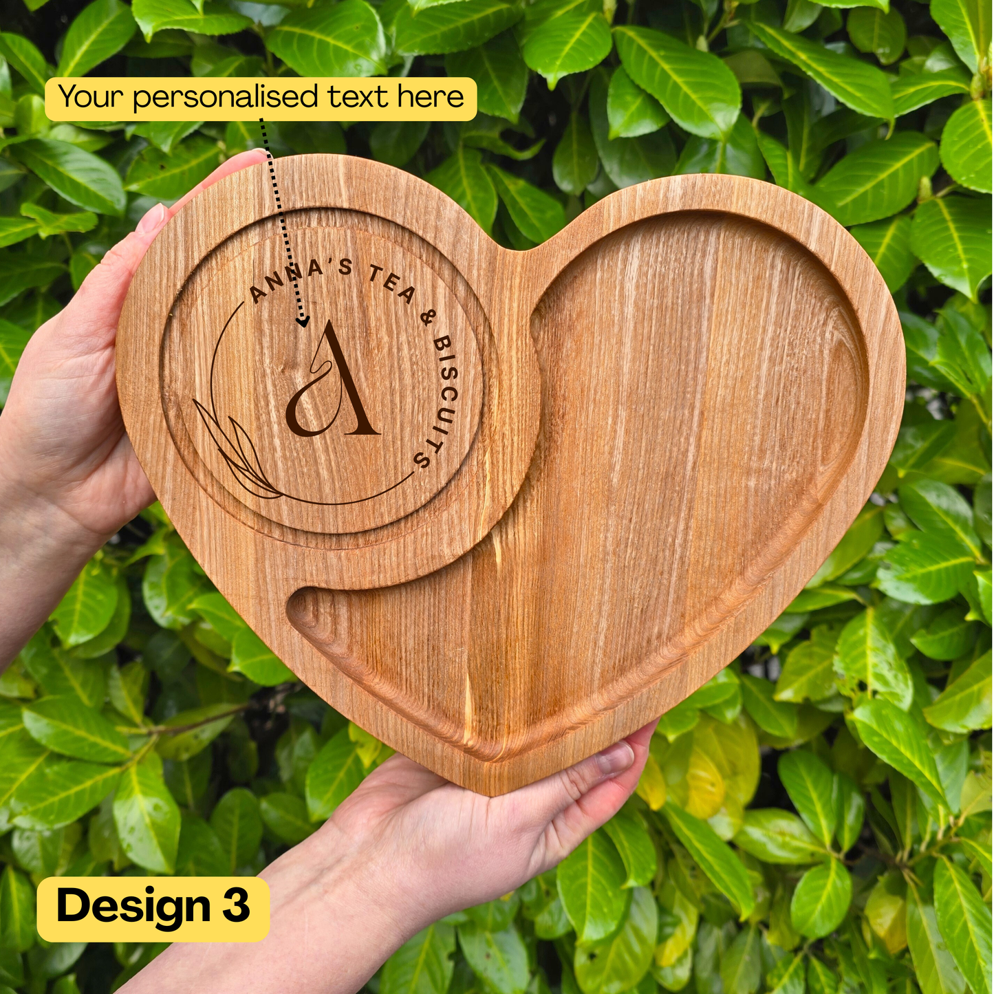 Personalised Heart Shaped Tea and Biscuits Tray