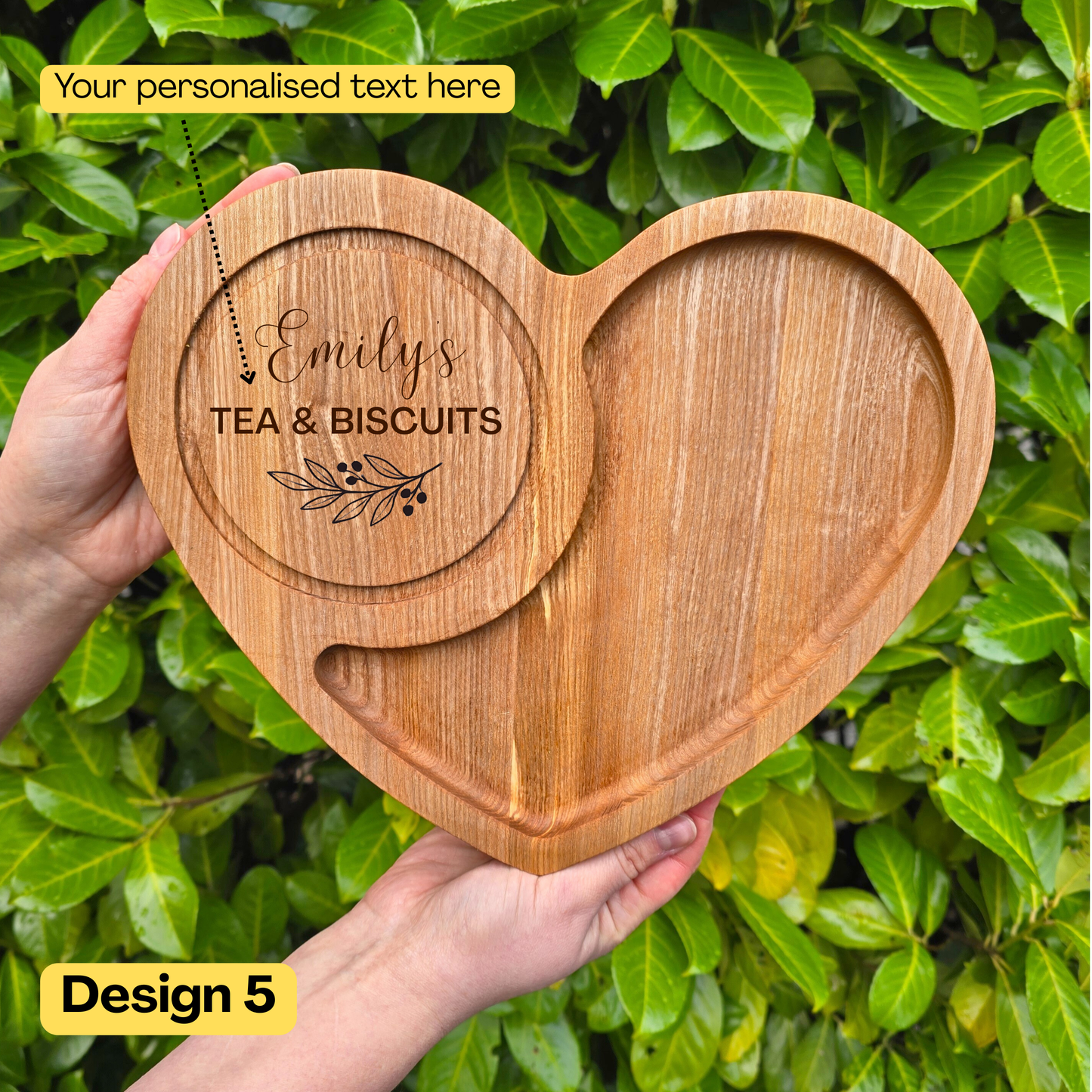 Personalised Heart Shaped Tea and Biscuits Tray