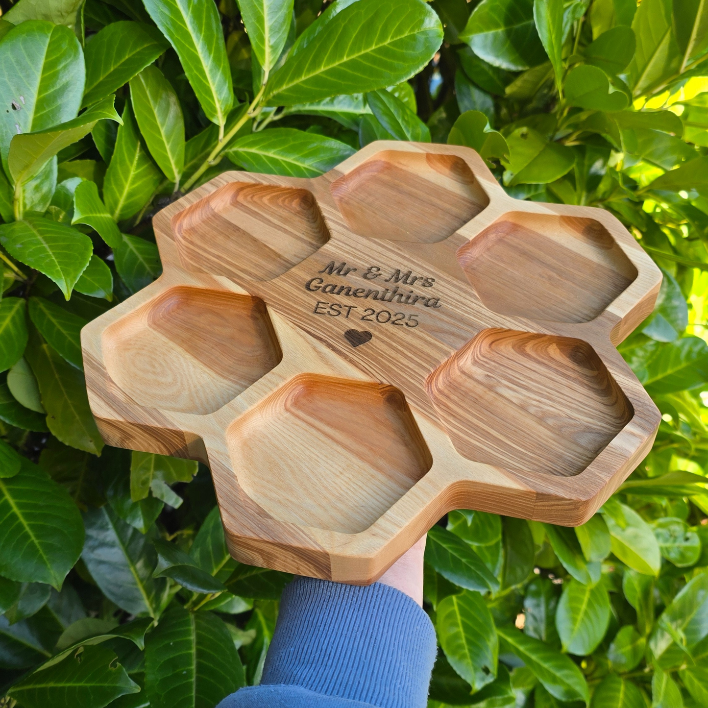 Personalised Honeycomb Wooden Serving Board Wedding Gift