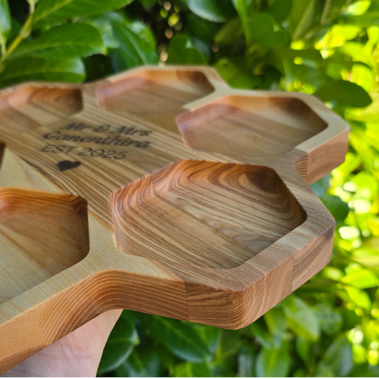 Personalised Honeycomb Wooden Serving Board Wedding Gift