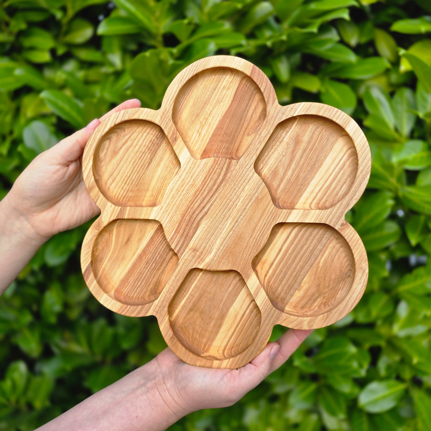 Flower Shaped Personalised Wooden Serving Platter Luxury Gift