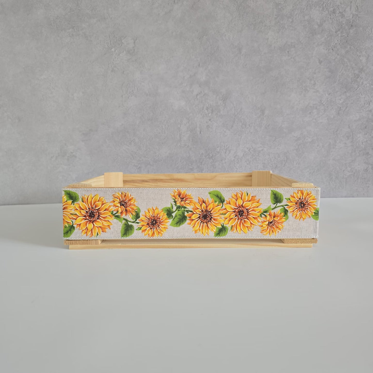 Sunflowers Decorative Wooden Crate Rustic Gift Basket Box