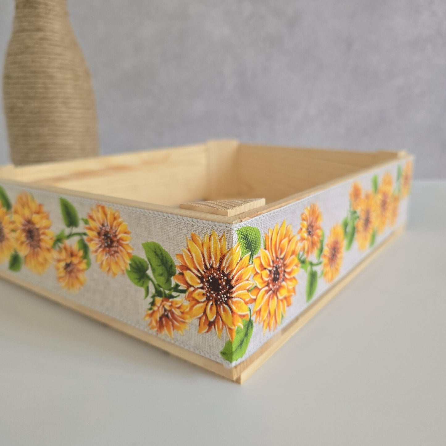 Sunflowers Decorative Wooden Crate Rustic Gift Basket Box