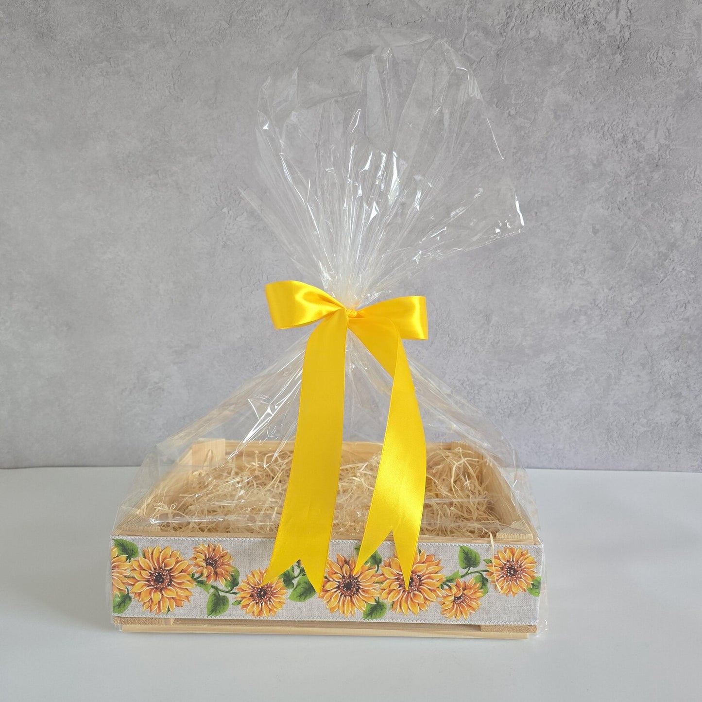 Sunflowers Decorative Wooden Crate Rustic Gift Basket Box