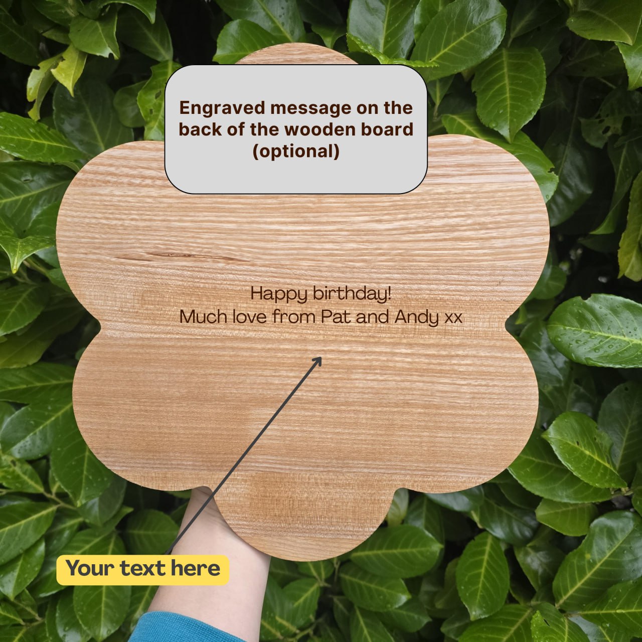 Flower Shaped Personalised Wooden Serving Platter Luxury Gift
