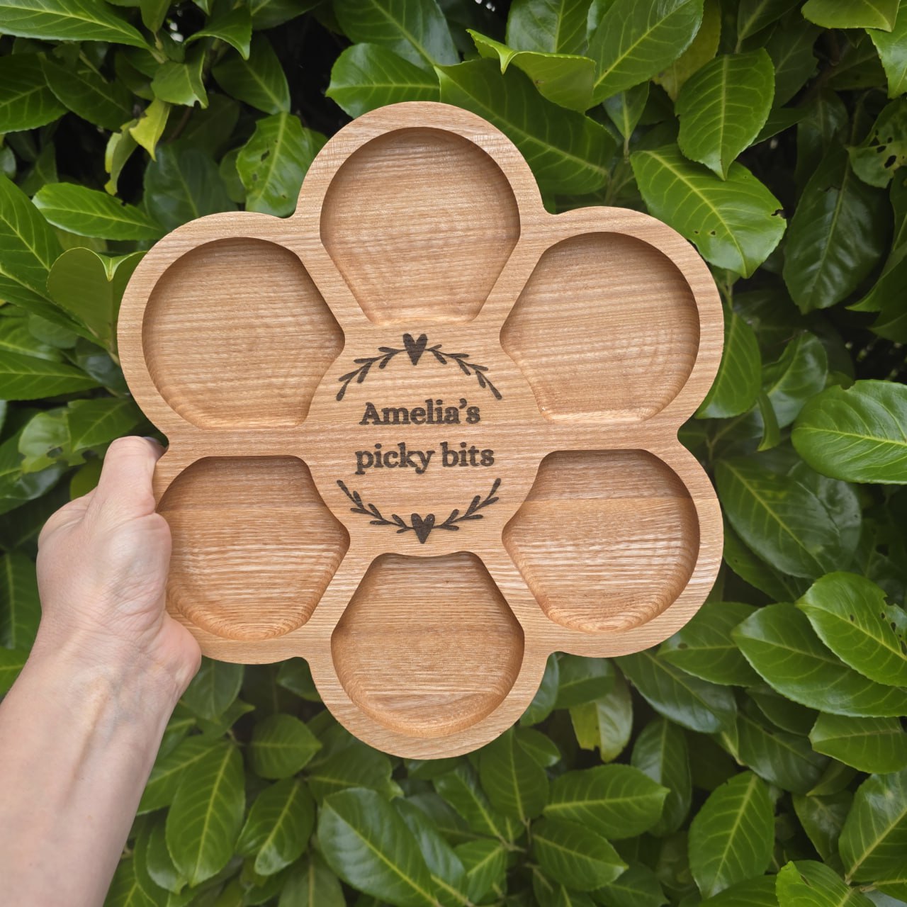 Flower Shaped Personalised Wooden Serving Platter Luxury Gift
